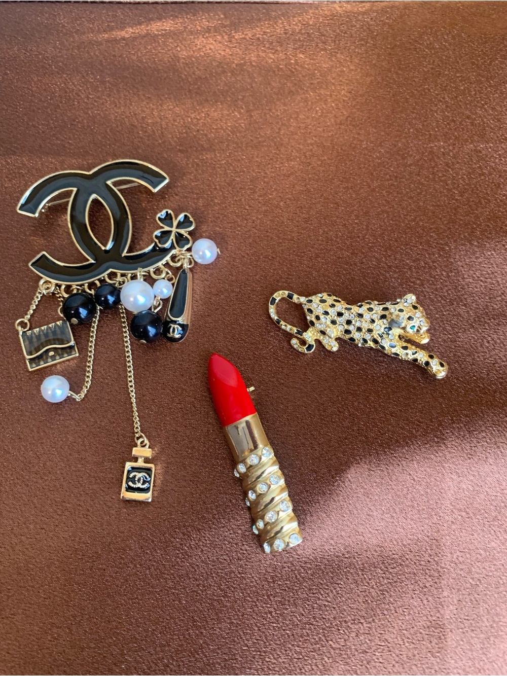 Bundle 3 fashion brooches for scarves lapel collar